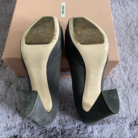 Miu Miu Prada suede pump grey blue open toe US 7 - Picture 3 of 5